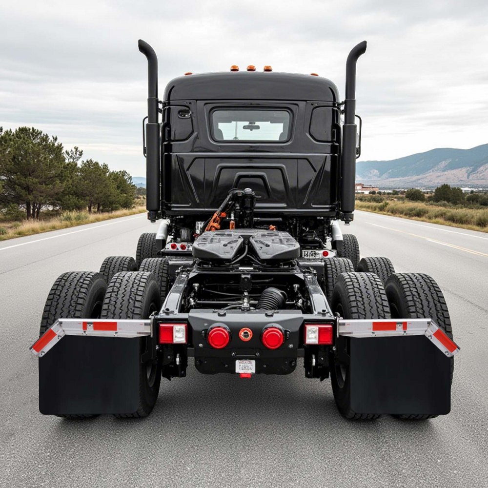 VEVOR Stainless Steel Angled Spring Loaded Mud Flap Hangers, 2-1/2" (63.5mm) Bolt Spacing Mudflap Hangers for Semi Trucks, 1 Pair Heavy Duty Semi Truck Mud Flap Hanger Set with Reflective Strips, Silver
