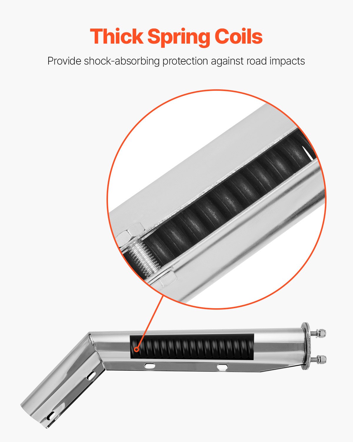 VEVOR Stainless Steel Angled Spring Loaded Mud Flap Hangers, 2-1/2" (63.5mm) Bolt Spacing Mudflap Hangers for Semi Trucks, 1 Pair Heavy Duty Semi Truck Mud Flap Hanger Set with Reflective Strips, Silver