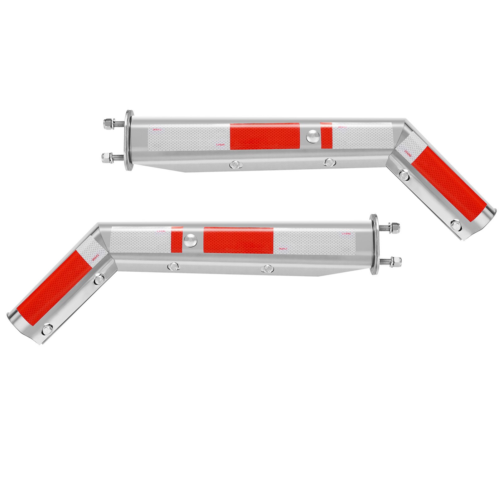 VEVOR Stainless Steel Angled Spring Loaded Mud Flap Hangers, 2-1/2" (63.5mm) Bolt Spacing Mudflap Hangers for Semi Trucks, 1 Pair Heavy Duty Semi Truck Mud Flap Hanger Set with Reflective Strips, Silver