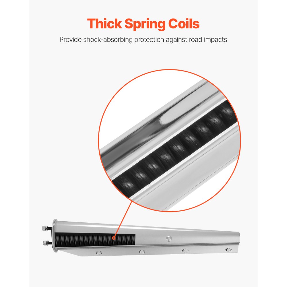 VEVOR Chrome Straight Spring Loaded Mud Flap Hangers, 2-1/2" (63.5mm) Bolt Spacing Mudflap Hangers for Semi Trucks, 1 Pair Heavy Duty Semi Truck Mud Flap Hanger Set with Aluminum Reflective Plates, Silver