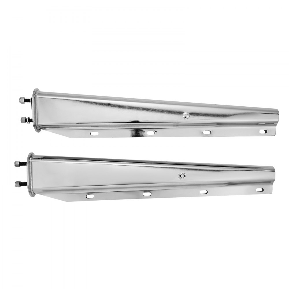 VEVOR Chrome Straight Spring Loaded Mud Flap Hangers, 2-1/2" (63.5mm) Bolt Spacing Mudflap Hangers for Semi Trucks, 1 Pair Heavy Duty Semi Truck Mud Flap Hanger Set with Aluminum Reflective Plates, Silver