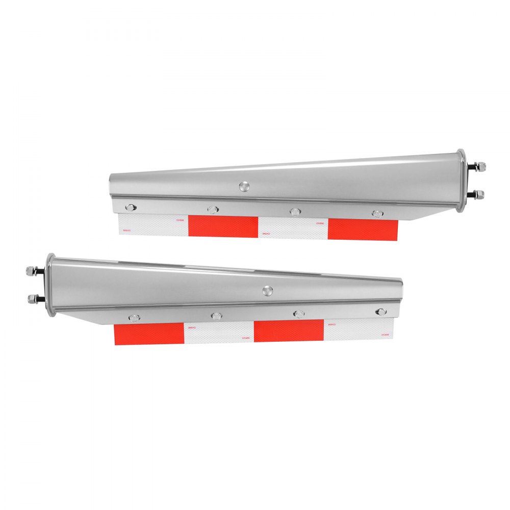 VEVOR Chrome Straight Spring Loaded Mud Flap Hangers, 2-1/2" (63.5mm) Bolt Spacing Mudflap Hangers for Semi Trucks, 1 Pair Heavy Duty Semi Truck Mud Flap Hanger Set with Aluminum Reflective Plates, Silver