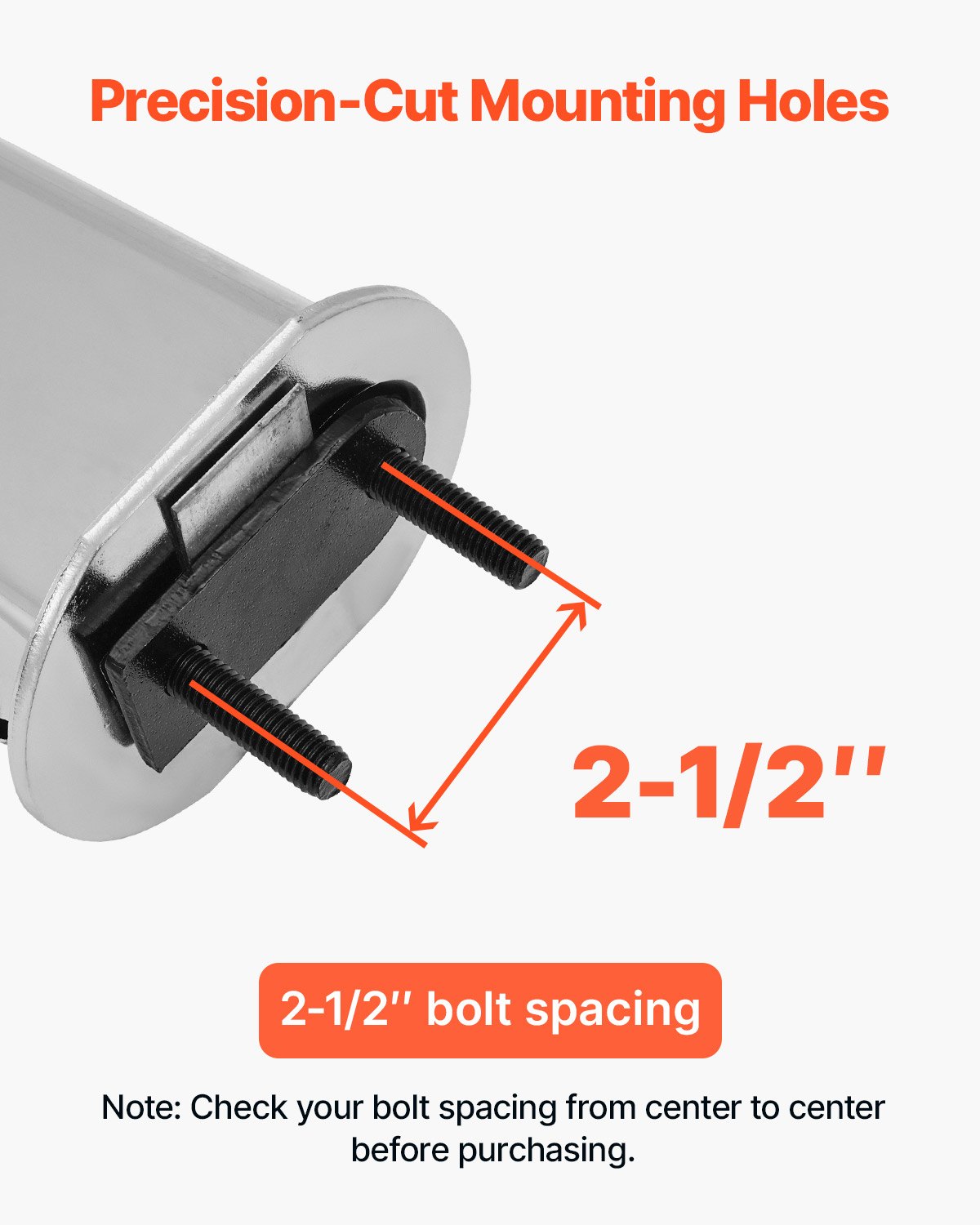 VEVOR Chrome Straight Spring Loaded Mud Flap Hangers, 2-1/2" (63.5mm) Bolt Spacing Mudflap Hangers for Semi Trucks, 1 Pair Heavy Duty Semi Truck Mud Flap Hanger Set with Aluminum Reflective Plates, Silver