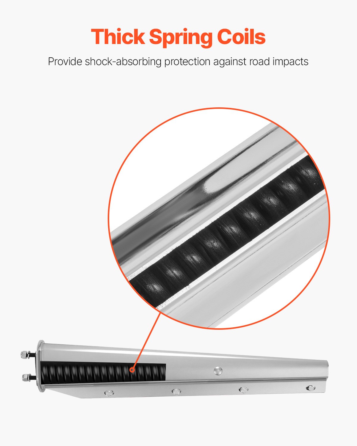 VEVOR Chrome Straight Spring Loaded Mud Flap Hangers, 2-1/2" (63.5mm) Bolt Spacing Mudflap Hangers for Semi Trucks, 1 Pair Heavy Duty Semi Truck Mud Flap Hanger Set with Aluminum Reflective Plates, Silver