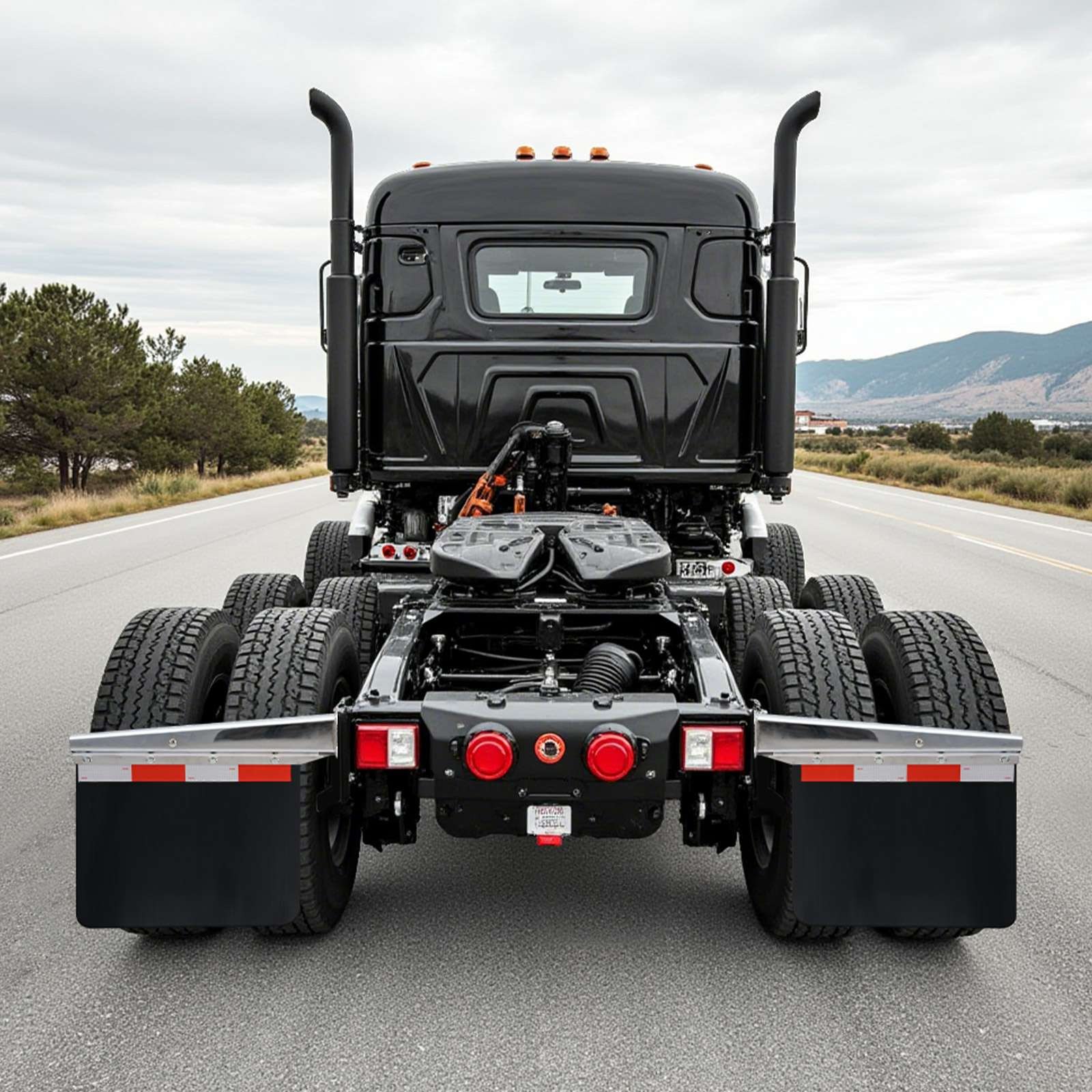 VEVOR Chrome Straight Spring Loaded Mud Flap Hangers, 2-1/2" (63.5mm) Bolt Spacing Mudflap Hangers for Semi Trucks, 1 Pair Heavy Duty Semi Truck Mud Flap Hanger Set with Aluminum Reflective Plates, Silver