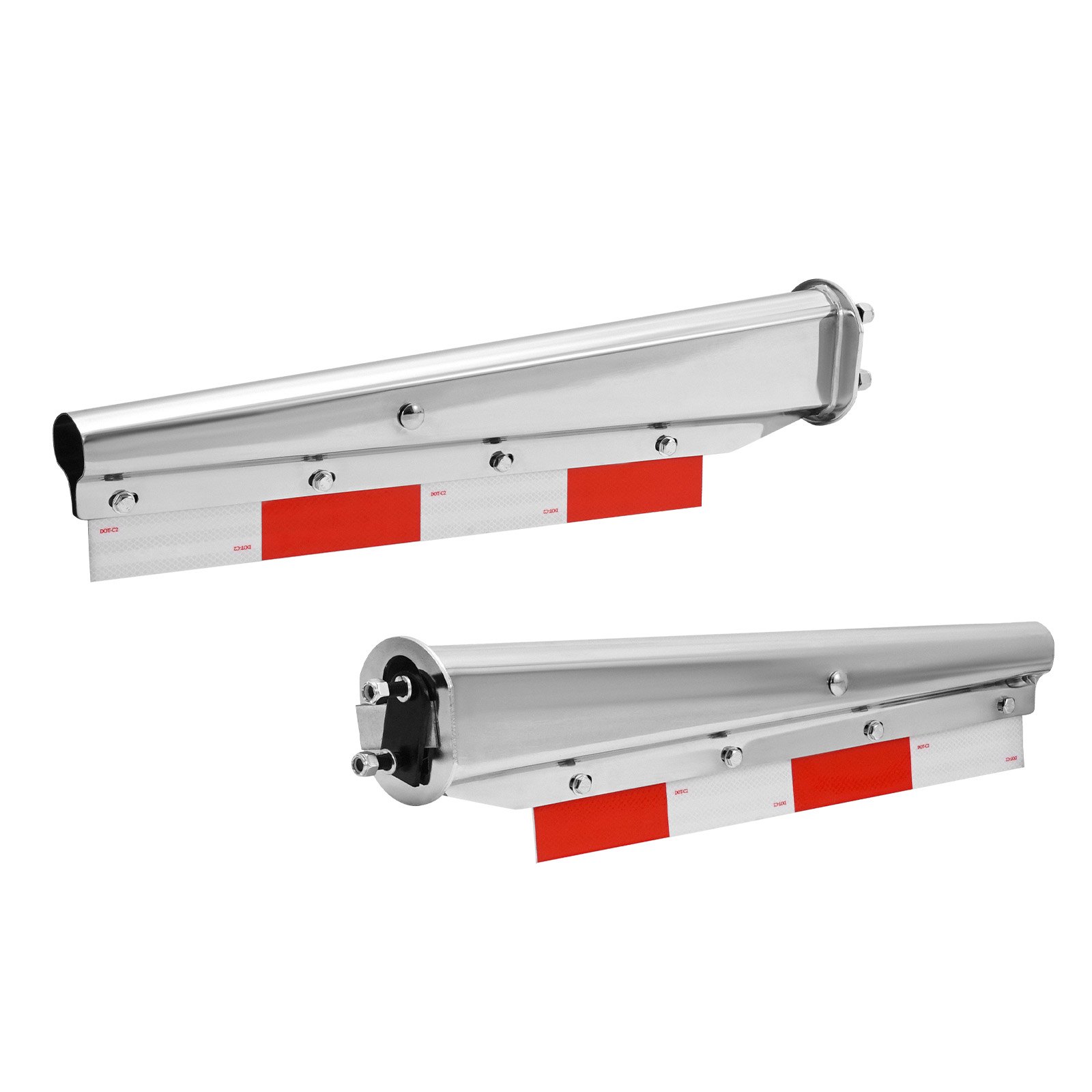 VEVOR Chrome Straight Spring Loaded Mud Flap Hangers, 2-1/2" (63.5mm) Bolt Spacing Mudflap Hangers for Semi Trucks, 1 Pair Heavy Duty Semi Truck Mud Flap Hanger Set with Aluminum Reflective Plates, Silver