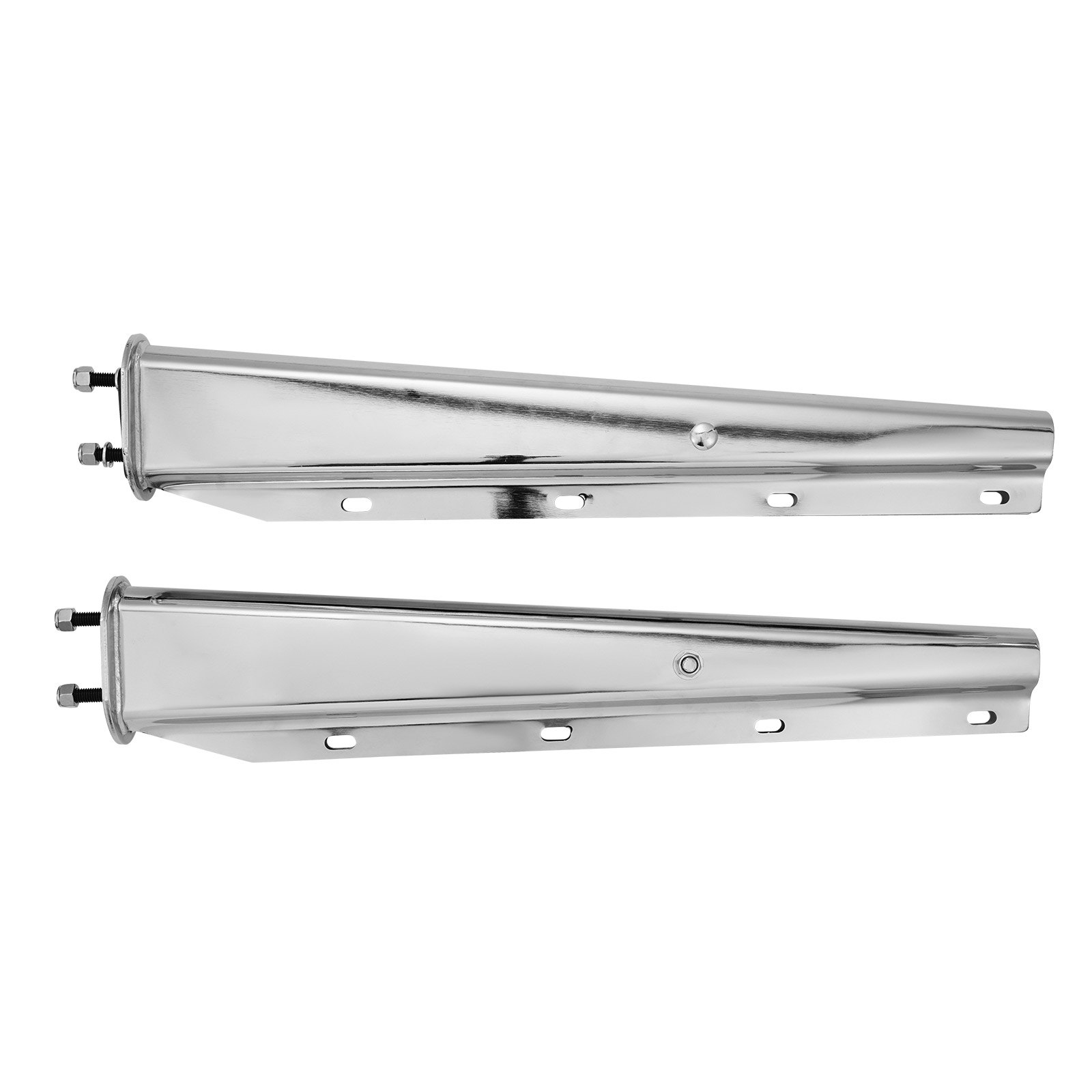 VEVOR Chrome Straight Spring Loaded Mud Flap Hangers, 2-1/2" (63.5mm) Bolt Spacing Mudflap Hangers for Semi Trucks, 1 Pair Heavy Duty Semi Truck Mud Flap Hanger Set with Aluminum Reflective Plates, Silver