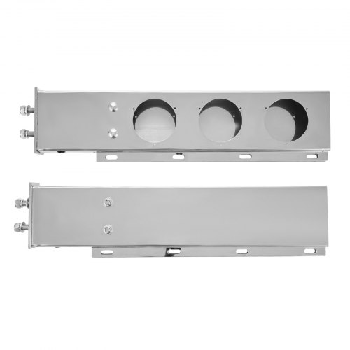 HQALTY Stainless Steel Mud Flap Hanger - 2 1/2" Bolt Spacing, With 4" Light Cutouts, Spring Loaded Mud Flap Rear Bar For Semi Trucks, Lights NOT Included, Pack Of 1 Pair