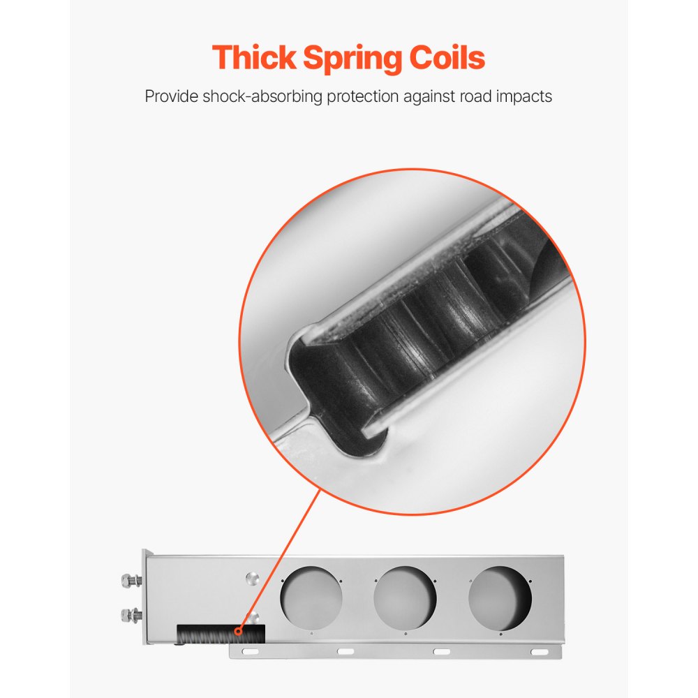 VEVOR Stainless Steel Mud Flap Hangers with Light Cutouts, 2-1/2" (63.5mm) Bolt Spacing, Spring Loaded Mudflap Hangers for Semi Trucks, 1 Pair Heavy Duty Semi Truck Mud Flap Hanger Set, Silver