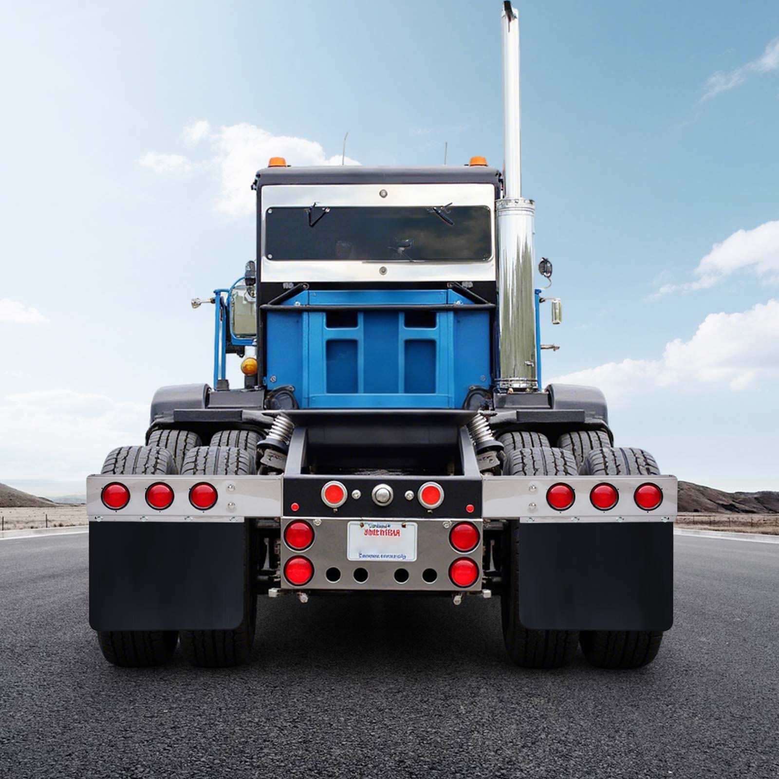 VEVOR Stainless Steel Mud Flap Hangers with Light Cutouts, 2-1/2" (63.5mm) Bolt Spacing, Spring Loaded Mudflap Hangers for Semi Trucks, 1 Pair Heavy Duty Semi Truck Mud Flap Hanger Set, Silver