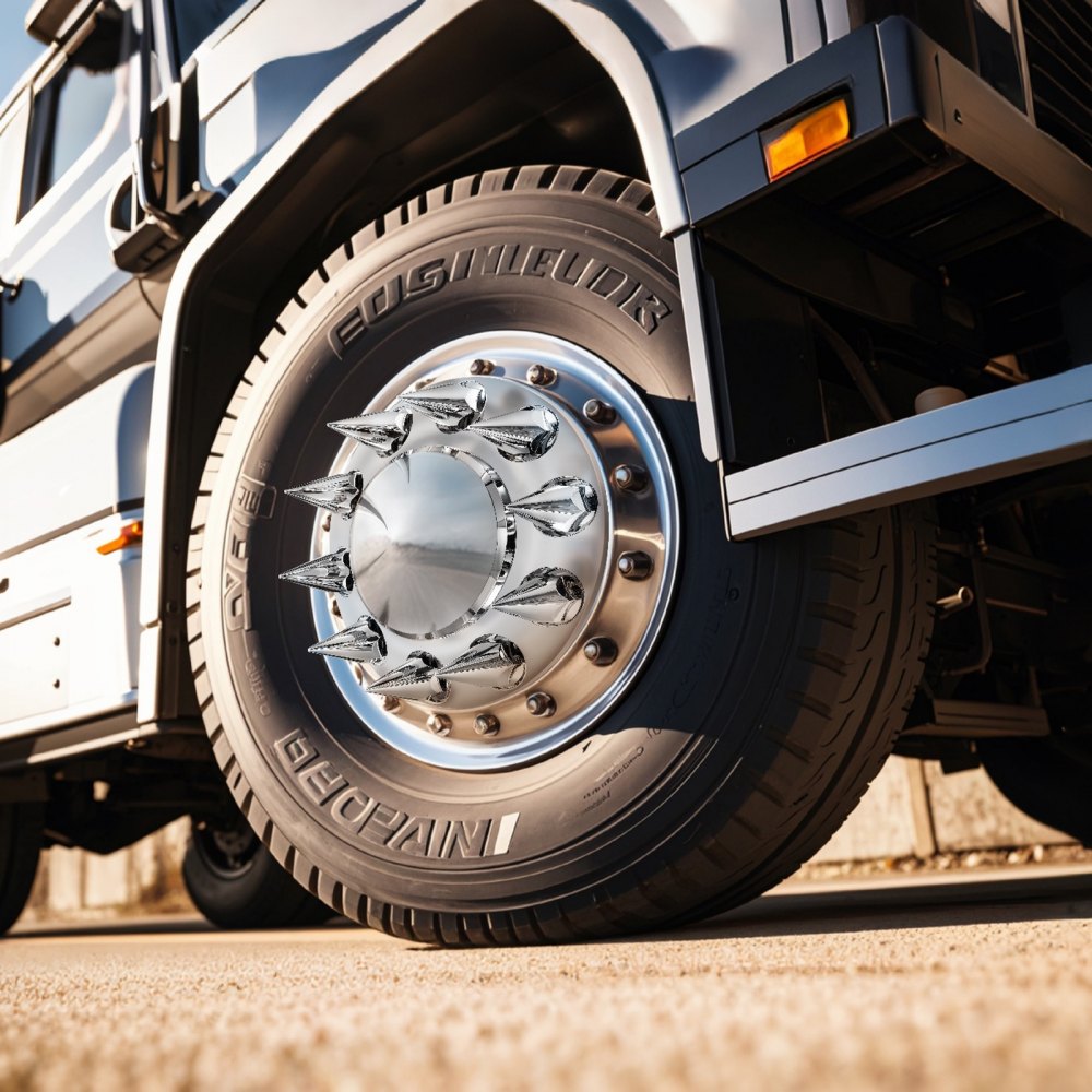 VEVOR Front Axle Wheel Covers, Spiked Axle Cover for Semi Truck, ABS Electroplate Rust-Resistant Lug Nut Covers, Universal Fit, Installation Tool Included, Complete Axle Cover Combo Kit