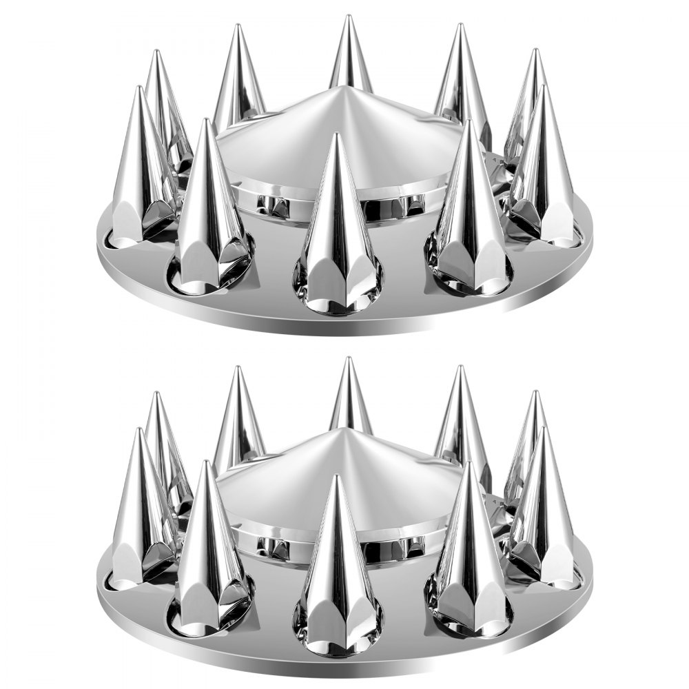 VEVOR Front Axle Wheel Covers, Spiked Axle Cover for Semi Truck, ABS Electroplate Rust-Resistant Lug Nut Covers, Universal Fit, Installation Tool Included, Complete Axle Cover Combo Kit