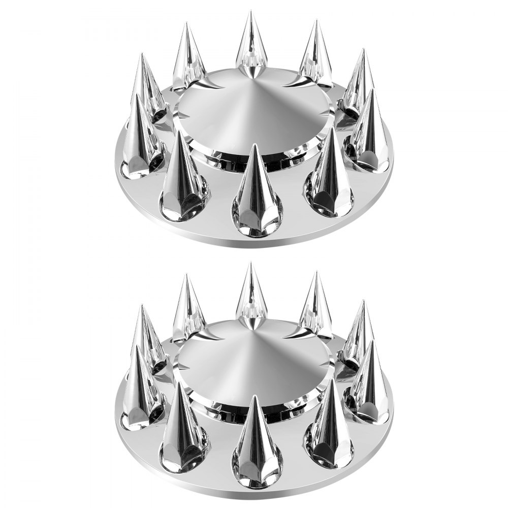 VEVOR Front Axle Wheel Covers, Spiked Axle Cover for Semi Truck, ABS Electroplate Rust-Resistant Lug Nut Covers, Universal Fit, Installation Tool Included, Complete Axle Cover Combo Kit