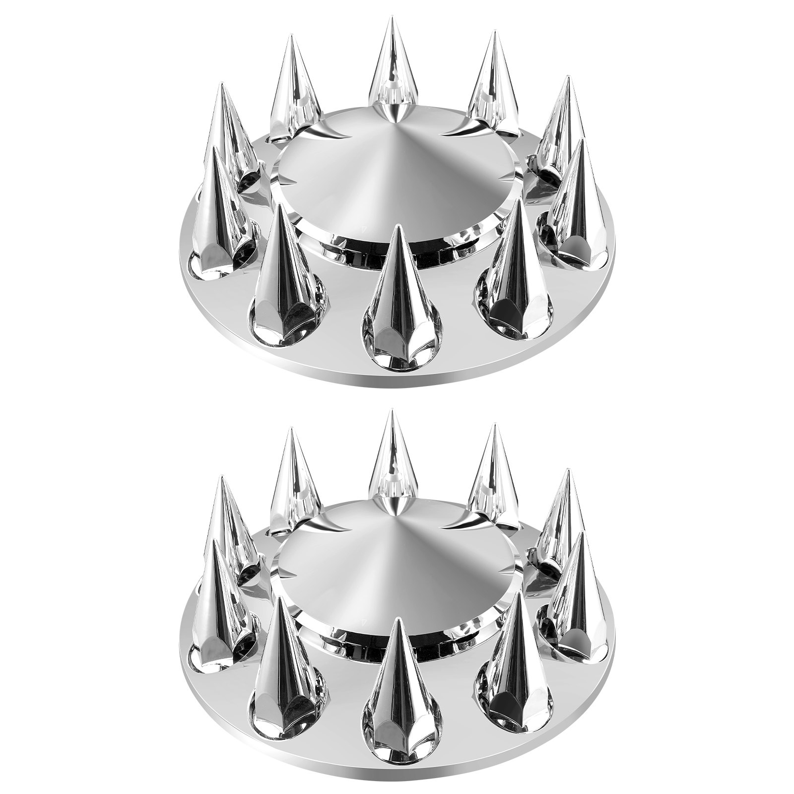 VEVOR Front Axle Wheel Covers, Spiked Axle Cover for Semi Truck, ABS Electroplate Rust-Resistant Lug Nut Covers, Universal Fit, Installation Tool Included, Complete Axle Cover Combo Kit