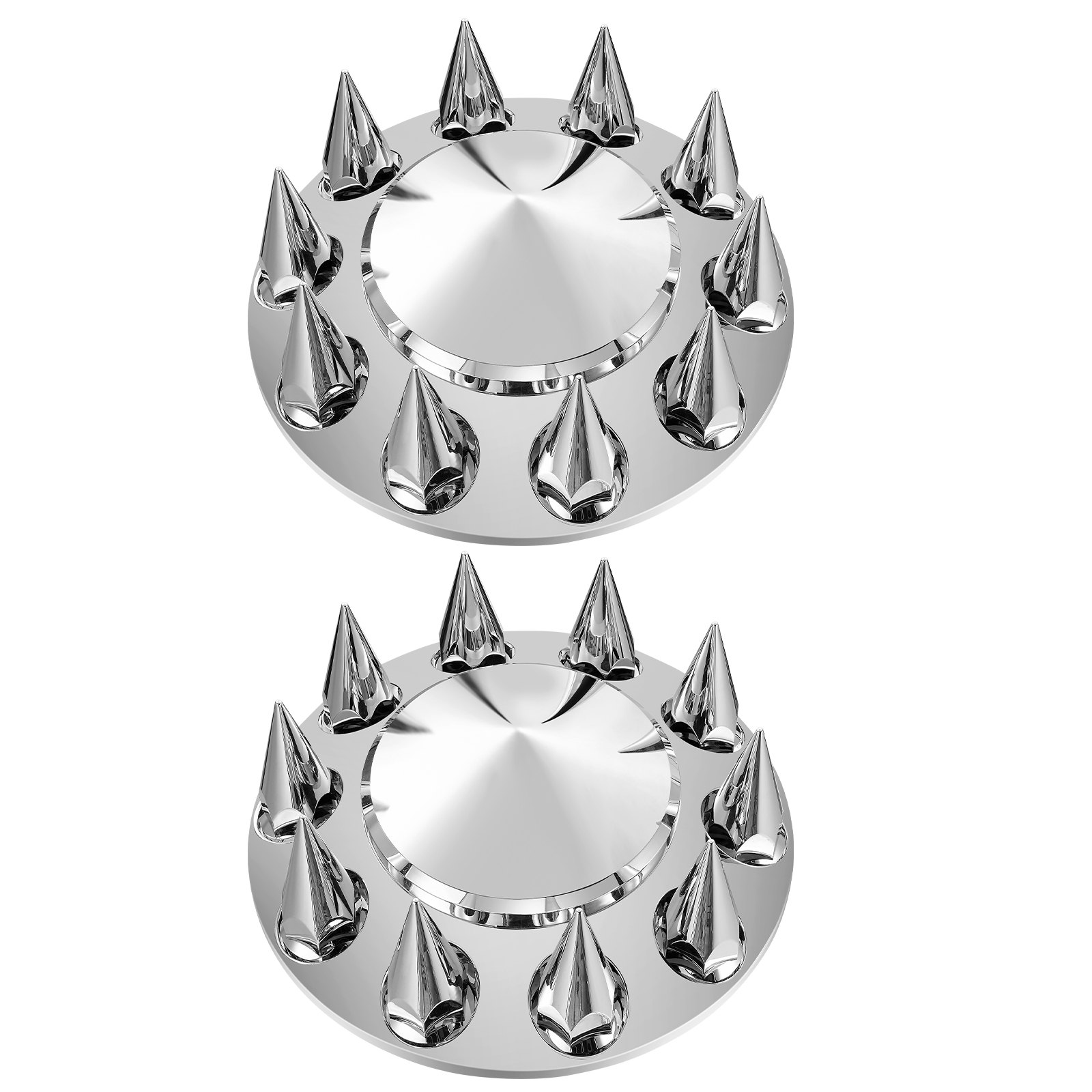 VEVOR Front Axle Wheel Covers, Spiked Axle Cover for Semi Truck, ABS Electroplate Rust-Resistant Lug Nut Covers, Universal Fit, Installation Tool Included, Complete Axle Cover Combo Kit