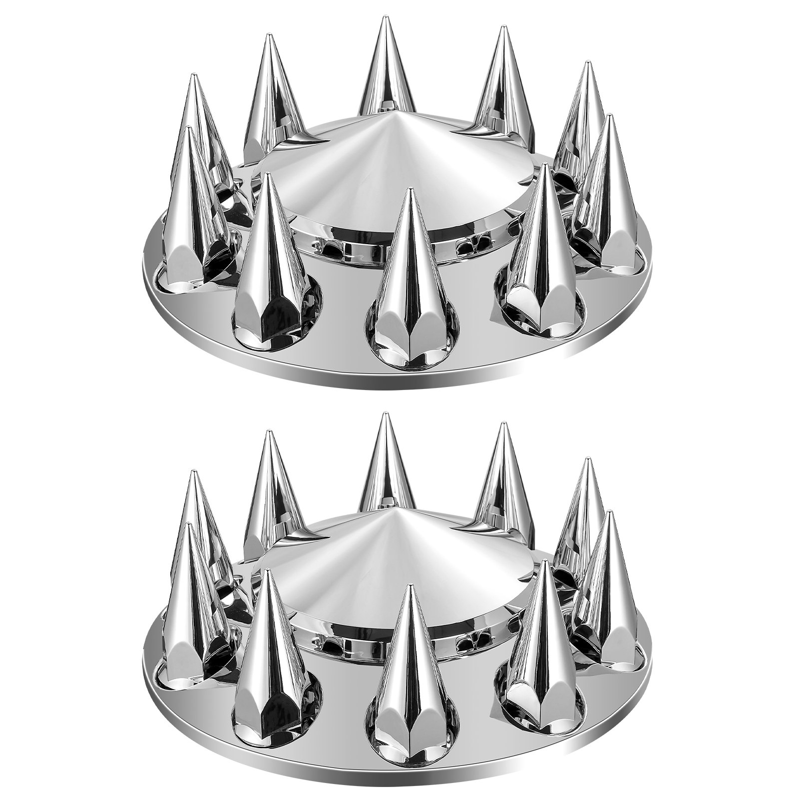 VEVOR Front Axle Wheel Covers, Spiked Axle Cover for Semi Truck, ABS Electroplate Rust-Resistant Lug Nut Covers, Universal Fit, Installation Tool Included, Complete Axle Cover Combo Kit