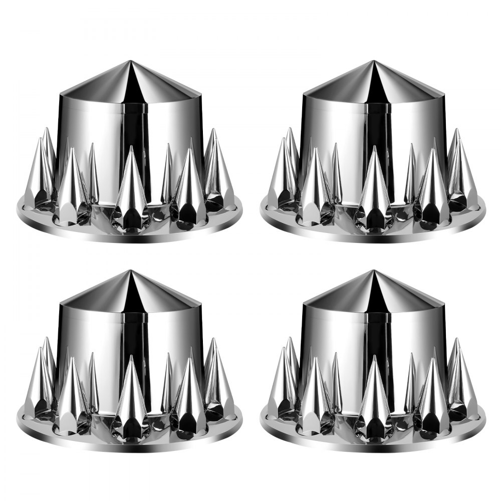 VEVOR Rear Axle Wheel Covers, Spiked Axle Cover for Semi Truck, ABS Electroplate Rust-Resistant Lug Nut Covers, Universal Fit, Installation Tool Included, Complete Axle Cover Combo Kit