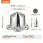 VEVOR Rear Axle Wheel Covers, Spiked Axle Cover for Semi Truck, ABS Electroplate Rust-Resistant Lug Nut Covers, Universal Fit, Installation Tool Included, Complete Axle Cover Combo Kit
