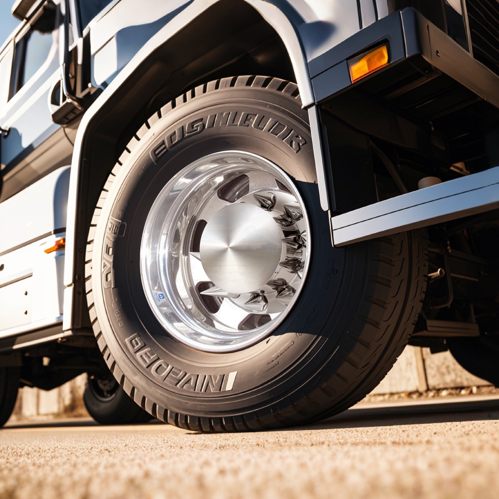VEVOR Rear Axle Wheel Covers, Spiked Axle Cover for Semi Truck, ABS Electroplate Rust-Resistant Lug Nut Covers, Universal Fit, Installation Tool Included, Complete Axle Cover Combo Kit