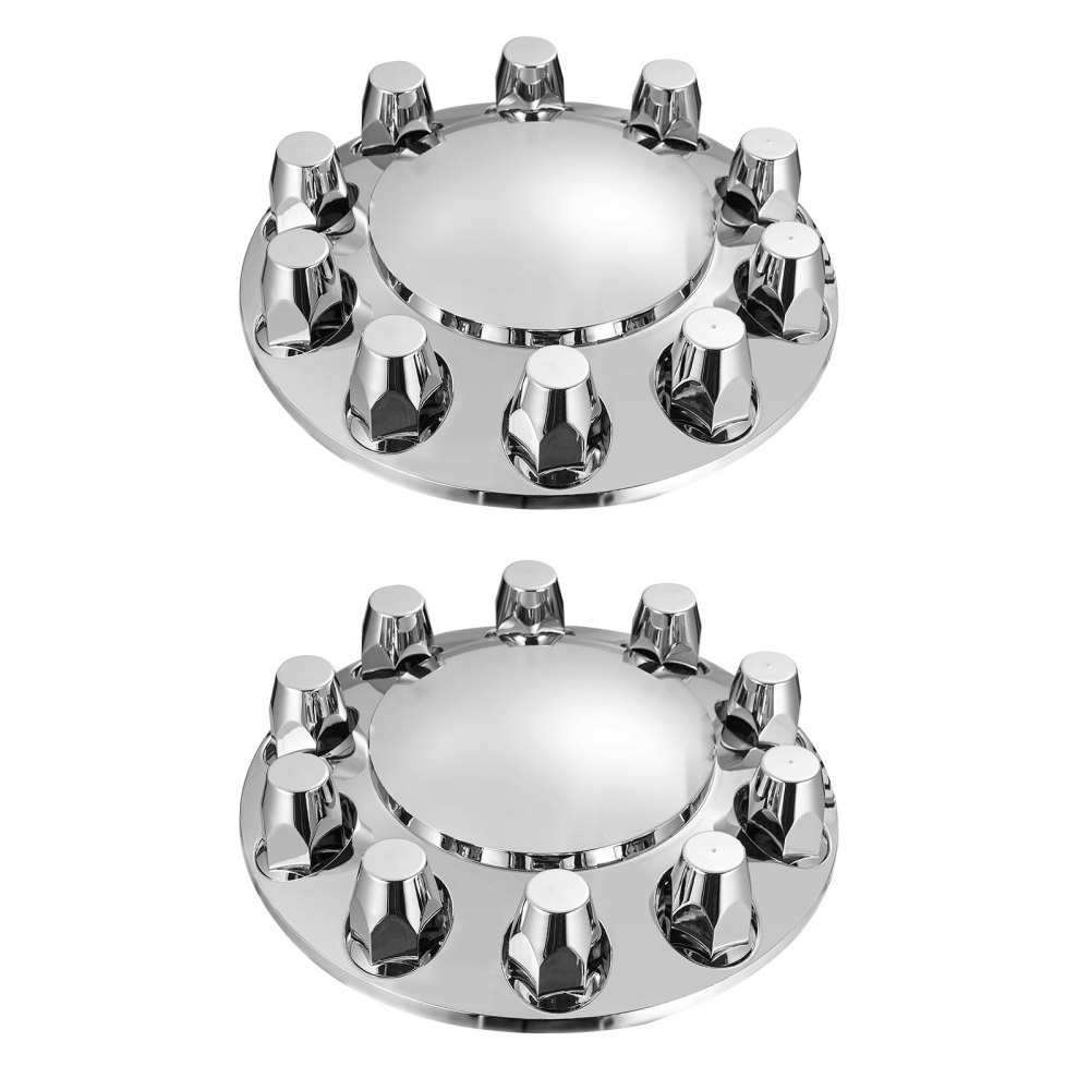 VEVOR Front Axle Wheel Covers, Dome Axle Cover for Semi Truck, ABS Electroplate Rust-Resistant Lug Nut Covers, Universal Fit, Installation Tool Included, Complete Axle Cover Combo Kit