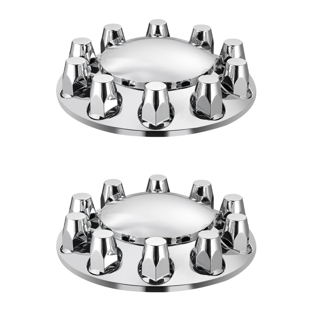VEVOR Front Axle Wheel Covers, Dome Axle Cover for Semi Truck, ABS Electroplate Rust-Resistant Lug Nut Covers, Universal Fit, Installation Tool Included, Complete Axle Cover Combo Kit
