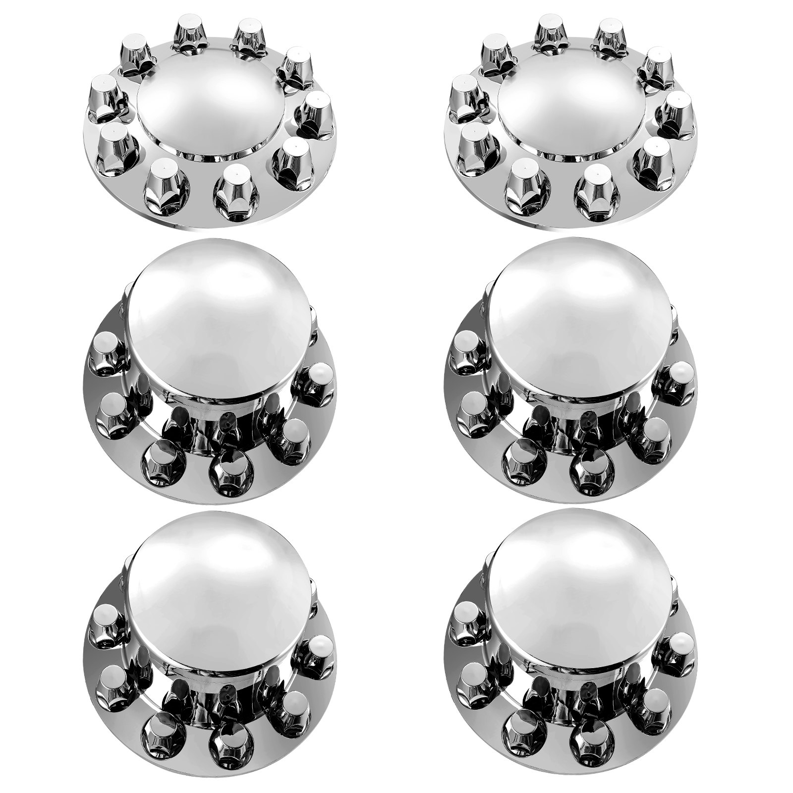 VEVOR Rear Front Axle Wheel Covers, Dome Axle Cover for Semi Truck, ABS Rust-Resistant Lug Nut Covers, Universal Fit, Installation Tool Included, 2 Front and 4 Rear Axle Hub Covers Combo Kit