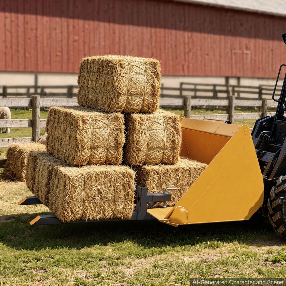 VEVOR Pallet Forks 907 kg 1092 mm Clamp-On Pallet Forks Yellow Tips Fixed, Front Loader Attachment for Tractor, Skid Steer, Loader Bucket, Agriculture, Farm, Heavy-Duty Reinforced Steel Bucket Fork