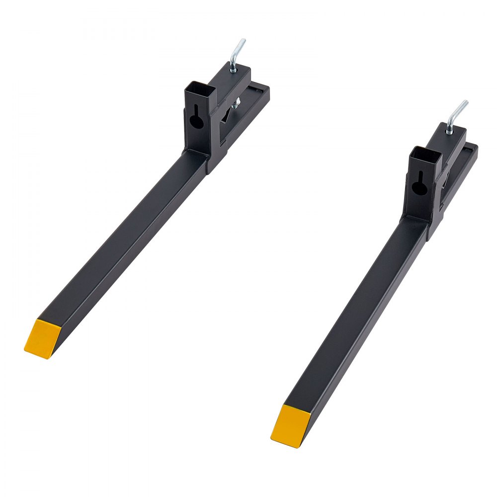 VEVOR Pallet Forks 907 kg 1092 mm Clamp-On Pallet Forks Yellow Tips Fixed, Front Loader Attachment for Tractor, Skid Steer, Loader Bucket, Agriculture, Farm, Heavy-Duty Reinforced Steel Bucket Fork