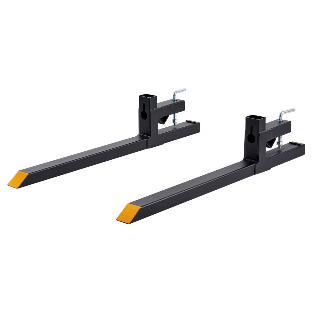 VEVOR Pallet Forks 907 kg 1092 mm Clamp-On Pallet Forks Yellow Tips Fixed, Front Loader Attachment for Tractor, Skid Steer, Loader Bucket, Agriculture, Farm, Heavy-Duty Reinforced Steel Bucket Fork