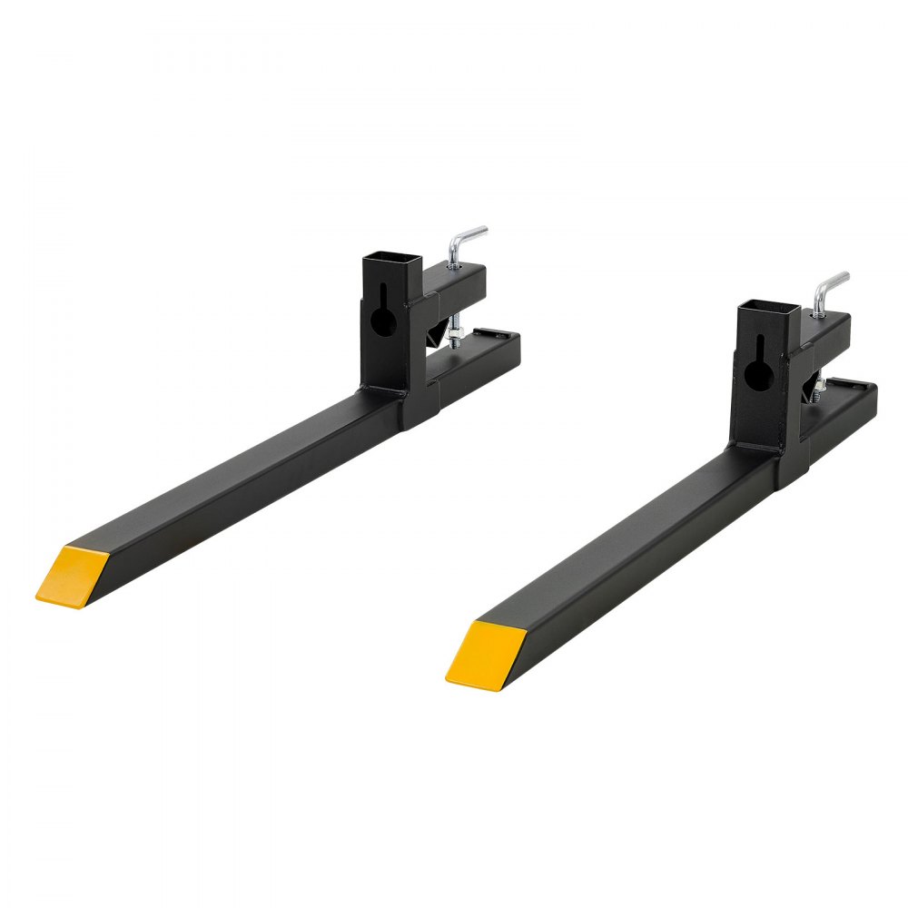 VEVOR Pallet Forks 907 kg 1092 mm Clamp-On Pallet Forks Yellow Tips Fixed, Front Loader Attachment for Tractor, Skid Steer, Loader Bucket, Agriculture, Farm, Heavy-Duty Reinforced Steel Bucket Fork