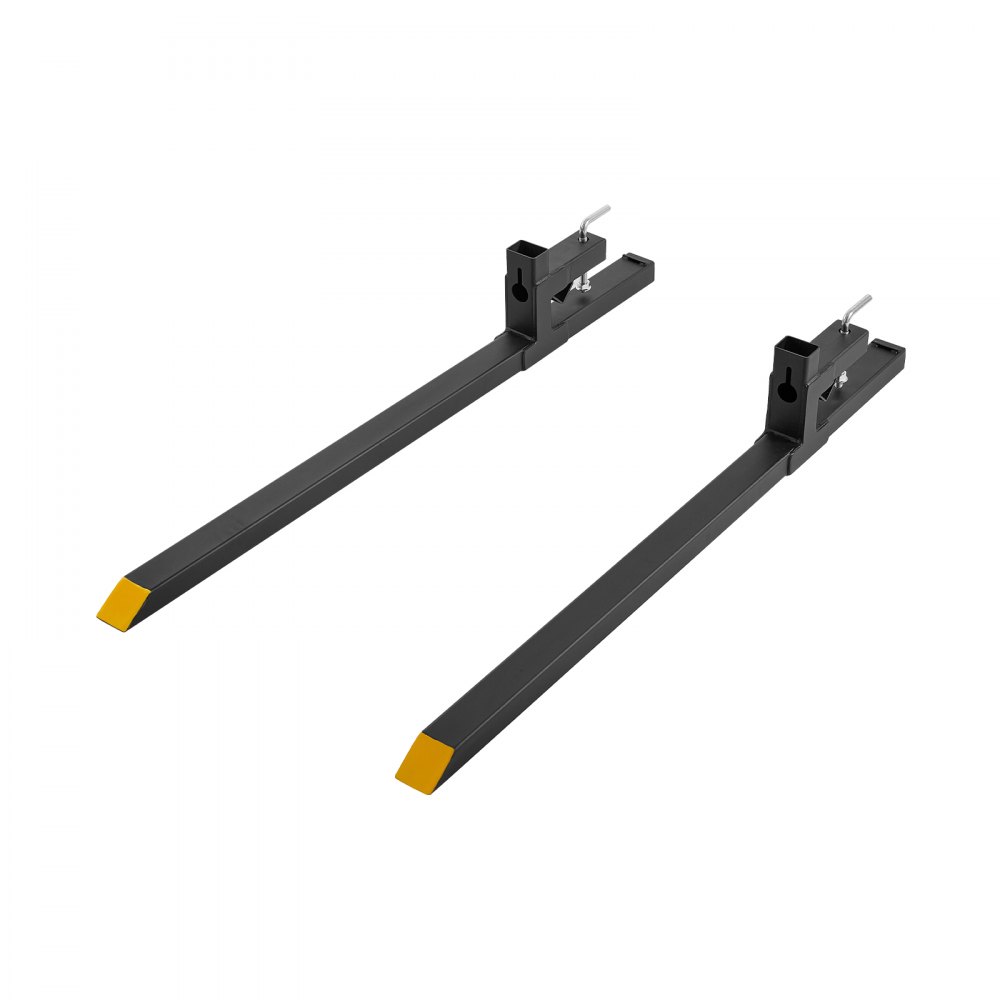 VEVOR Pallet Forks, 907 kg 1524 mm Clamp-On Pallet Forks Yellow Tips Fixed, Front Loader Attachment for Tractor, Skid Steer, Loader Bucket, Agriculture, Farm, Heavy-Duty Reinforced Steel Bucket Fork