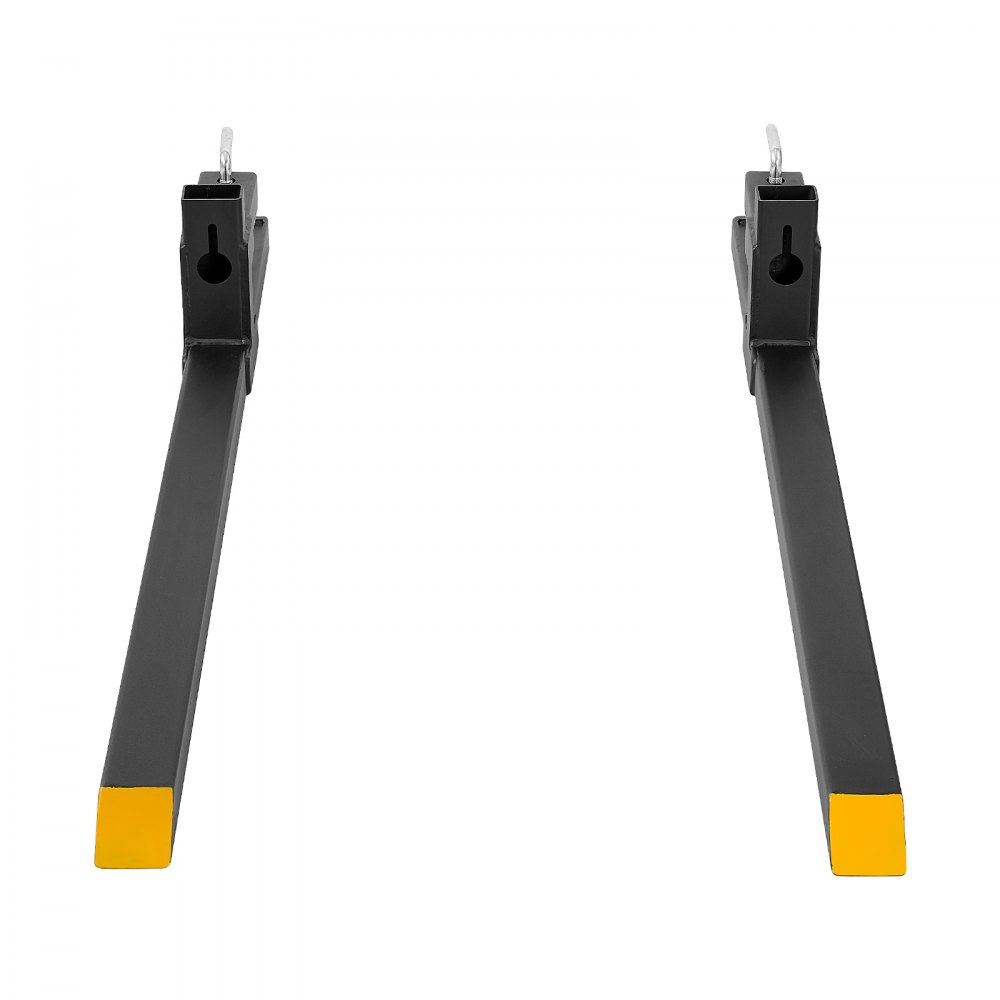 VEVOR Pallet Forks, 907 kg 1524 mm Clamp-On Pallet Forks Yellow Tips Fixed, Front Loader Attachment for Tractor, Skid Steer, Loader Bucket, Agriculture, Farm, Heavy-Duty Reinforced Steel Bucket Fork