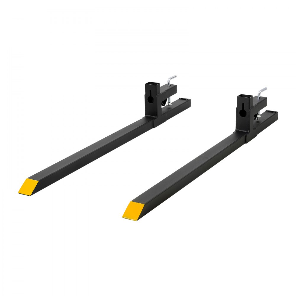 VEVOR Pallet Forks, 907 kg 1524 mm Clamp-On Pallet Forks Yellow Tips Fixed, Front Loader Attachment for Tractor, Skid Steer, Loader Bucket, Agriculture, Farm, Heavy-Duty Reinforced Steel Bucket Fork