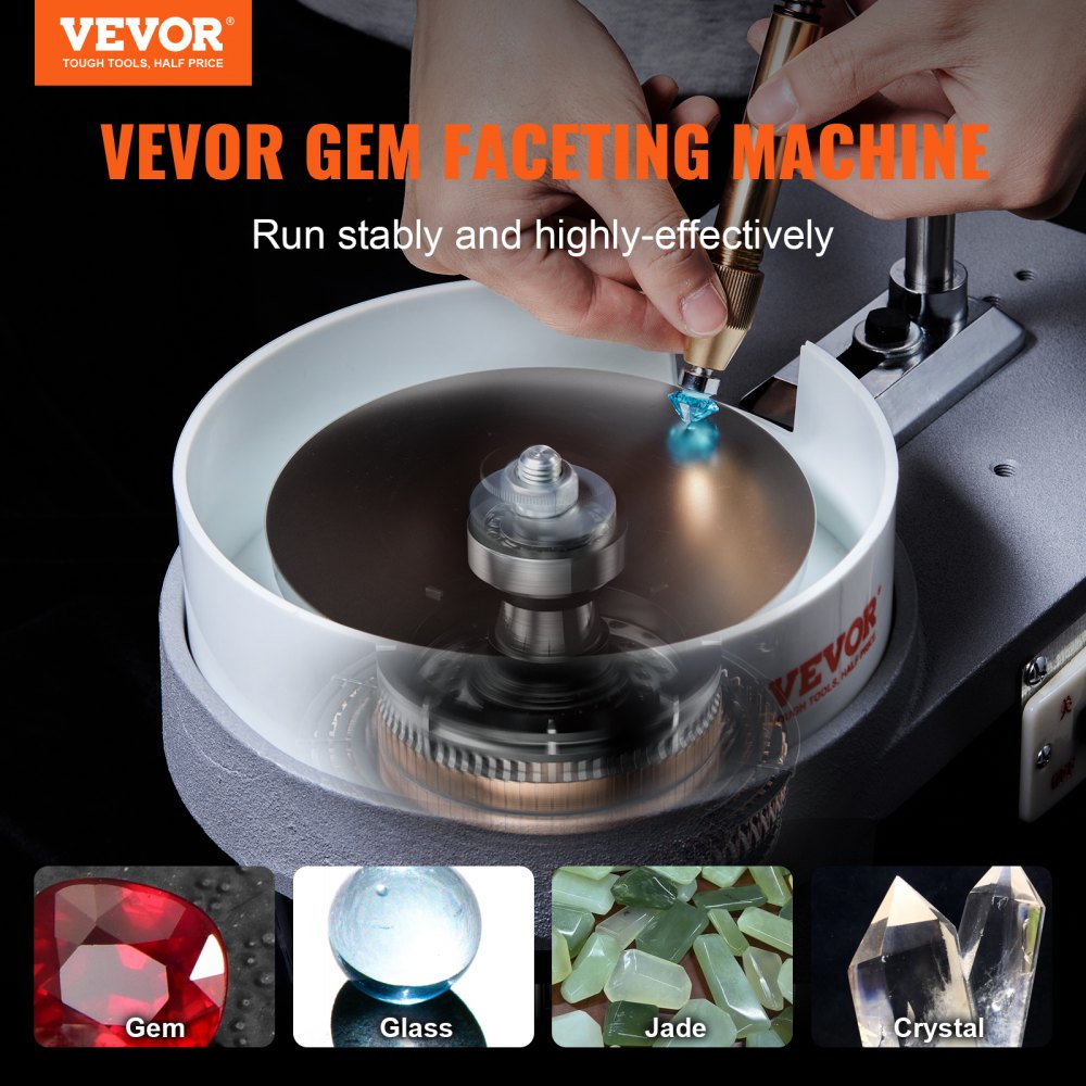 VEVOR Gem Faceting Machine, 2800RPM Jade Grinding Polishing Machine, 180W  110V Rock Polisher Jewel Angle Polisher, with Faceted Manipulator and 1 Bag