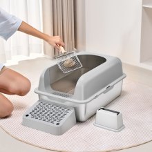 VEVOR 15.2 cm Deep Cat Litter Box Odor-Free Litter Box with Filtering Foot Board