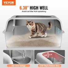 VEVOR 6 in Deep Cat Litter Box Odor-Free Litter Box with Filtering Foot Board