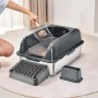 VEVOR Cat Litter Box, 6 inches Deep, XL Extra Large Stainless Steel Cat Litter Box with Scoop, Wide Filtering Foot Board & High Sides, Enclosed Odor-Free Easy-to-Clean Litter Box, Fit for Big Cats