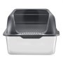 VEVOR Cat Litter Box, 6 inches Deep, XL Extra Large Stainless Steel Cat Litter Box with Scoop, Wide Filtering Foot Board & High Sides, Enclosed Odor-Free Easy-to-Clean Litter Box, Fit for Big Cats