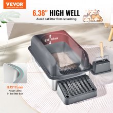 VEVOR 15.2 cm Deep Cat Litter Box Odor-Free Litter Box with Filtering Foot Board