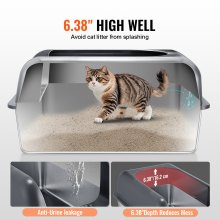 VEVOR 6 in Deep Cat Litter Box Odor-Free Litter Box with Filtering Foot Board