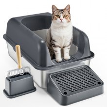 VEVOR 6 in Deep Cat Litter Box Odor-Free Litter Box with Filtering Foot Board