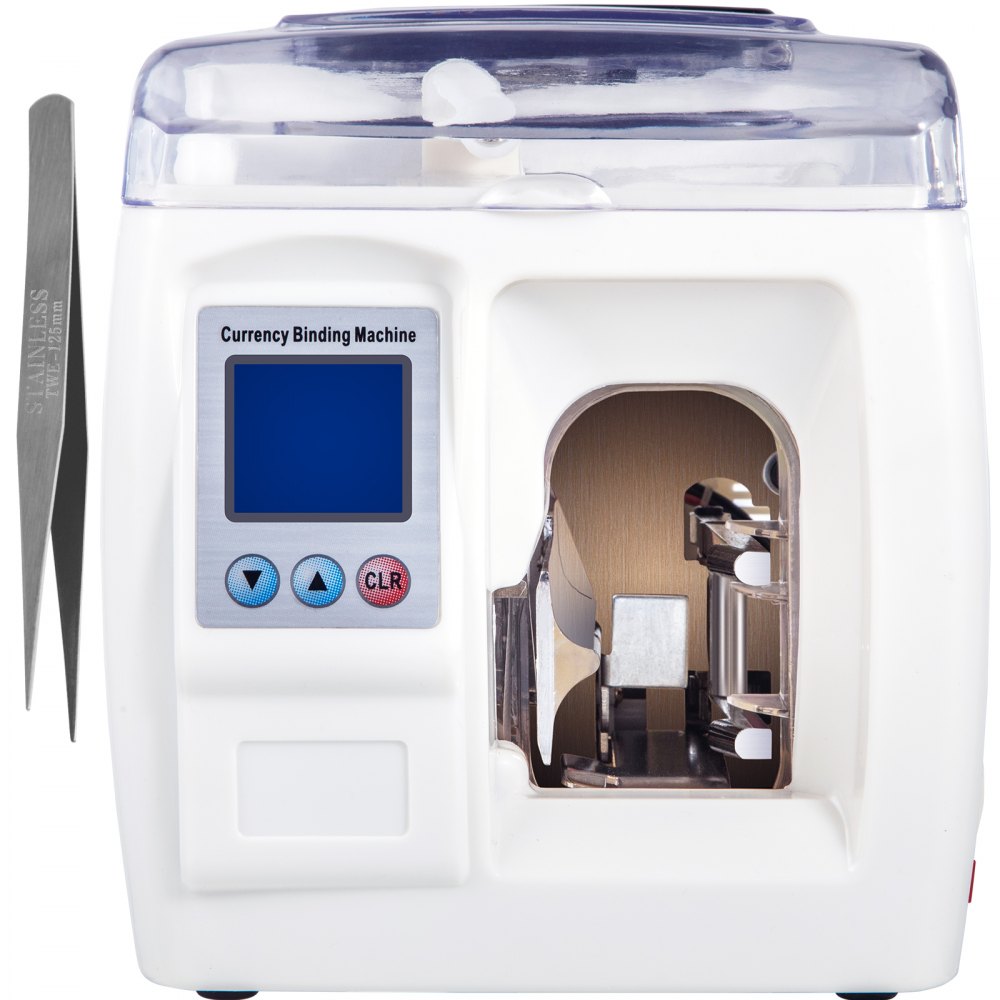 VEVOR Banknote Binding Machine 1.5 s/Once Money Bundle Bill Binding Machine 3cm Tape Width Automatic Cash Binding Machine with LCD Screen Bill Strapping Machine for Bank, Finance Department, Business