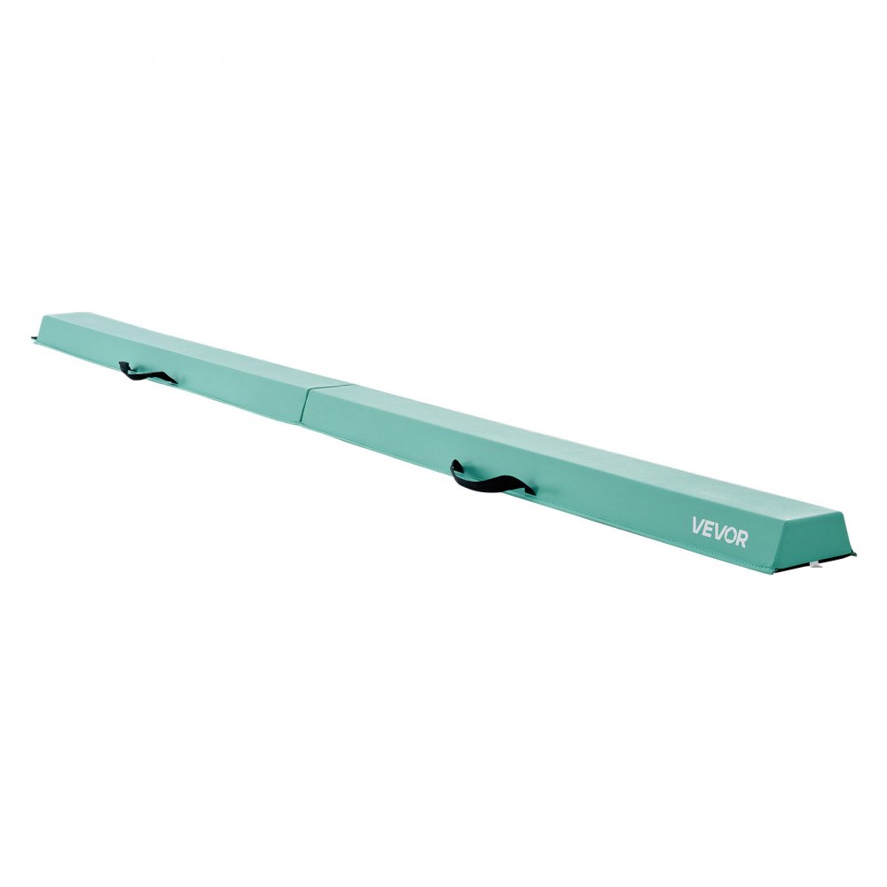 VEVOR 8FT Folding Balance Beam for Kids, 200LBS Stable Support Gymnastics Floor Beam with Non-Slip Mats, Gymnastics Training Equipment with Anti-Slip Bottom and Carrying Bag for Home Gym, Mint Green