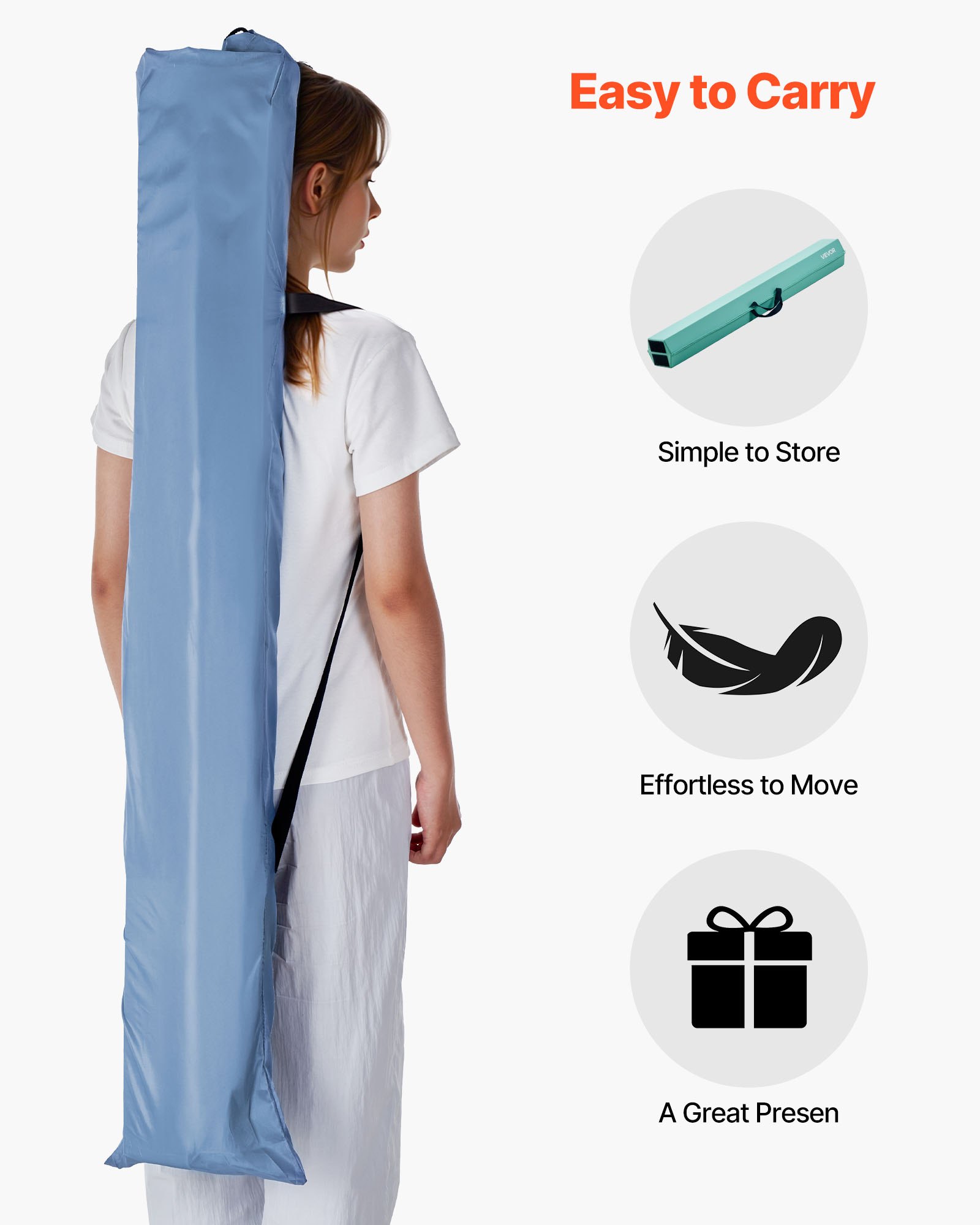 VEVOR 8FT Folding Balance Beam for Kids, 200LBS Stable Support Gymnastics Floor Beam with Non-Slip Mats, Gymnastics Training Equipment with Anti-Slip Bottom and Carrying Bag for Home Gym, Mint Green