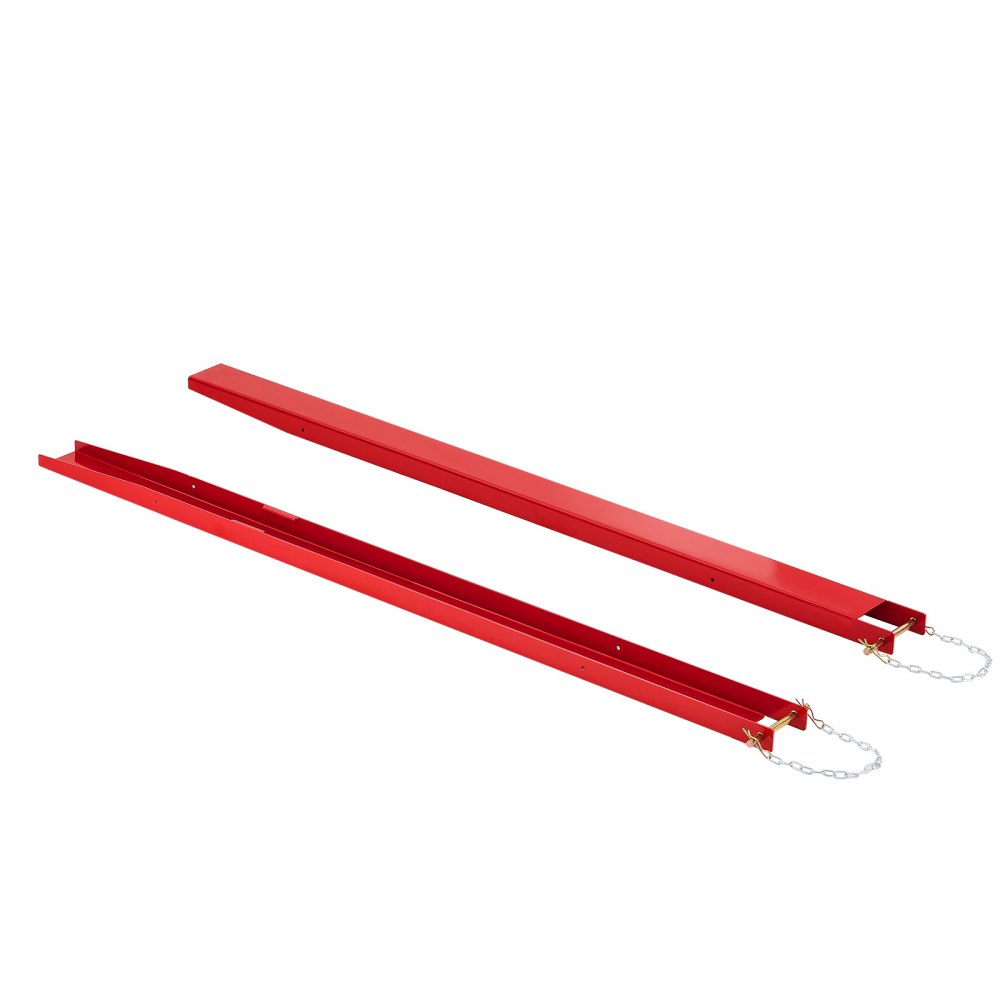 VEVOR Forklift Extensions 2130 x 115 mm, 2494.8 kg Capacity & Bottom Lock, for Forklifts and Forklift Trucks, Heavy-Duty Industrial Steel Pallet Fork Attachments, Extended Load Handling, Red, 1 Pair
