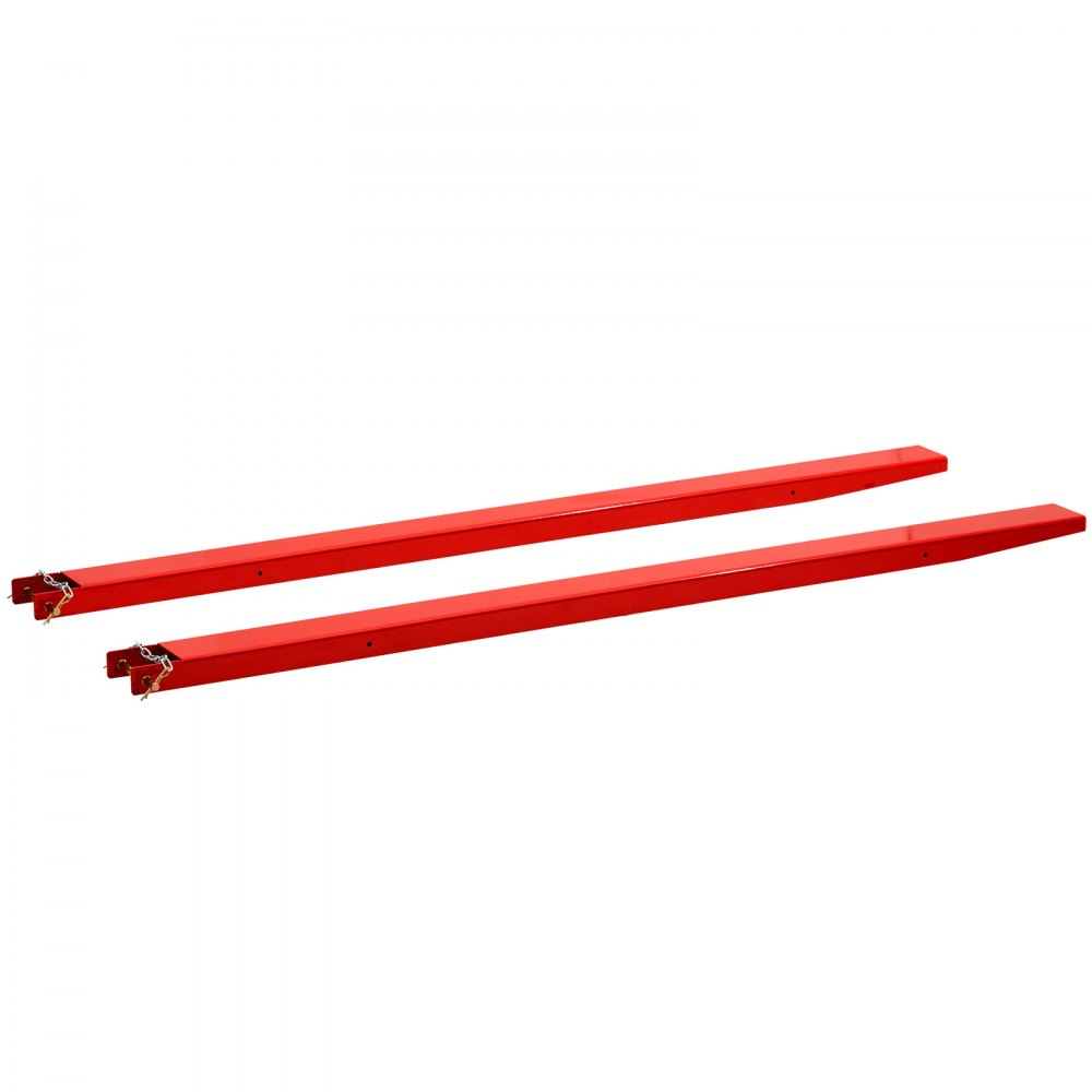 VEVOR Forklift Extensions 2130 x 115 mm, 2494.8 kg Capacity & Bottom Lock, for Forklifts and Forklift Trucks, Heavy-Duty Industrial Steel Pallet Fork Attachments, Extended Load Handling, Red, 1 Pair