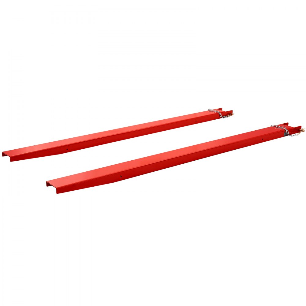 VEVOR Forklift Extensions 2130 x 115 mm, 2494.8 kg Capacity & Bottom Lock, for Forklifts and Forklift Trucks, Heavy-Duty Industrial Steel Pallet Fork Attachments, Extended Load Handling, Red, 1 Pair