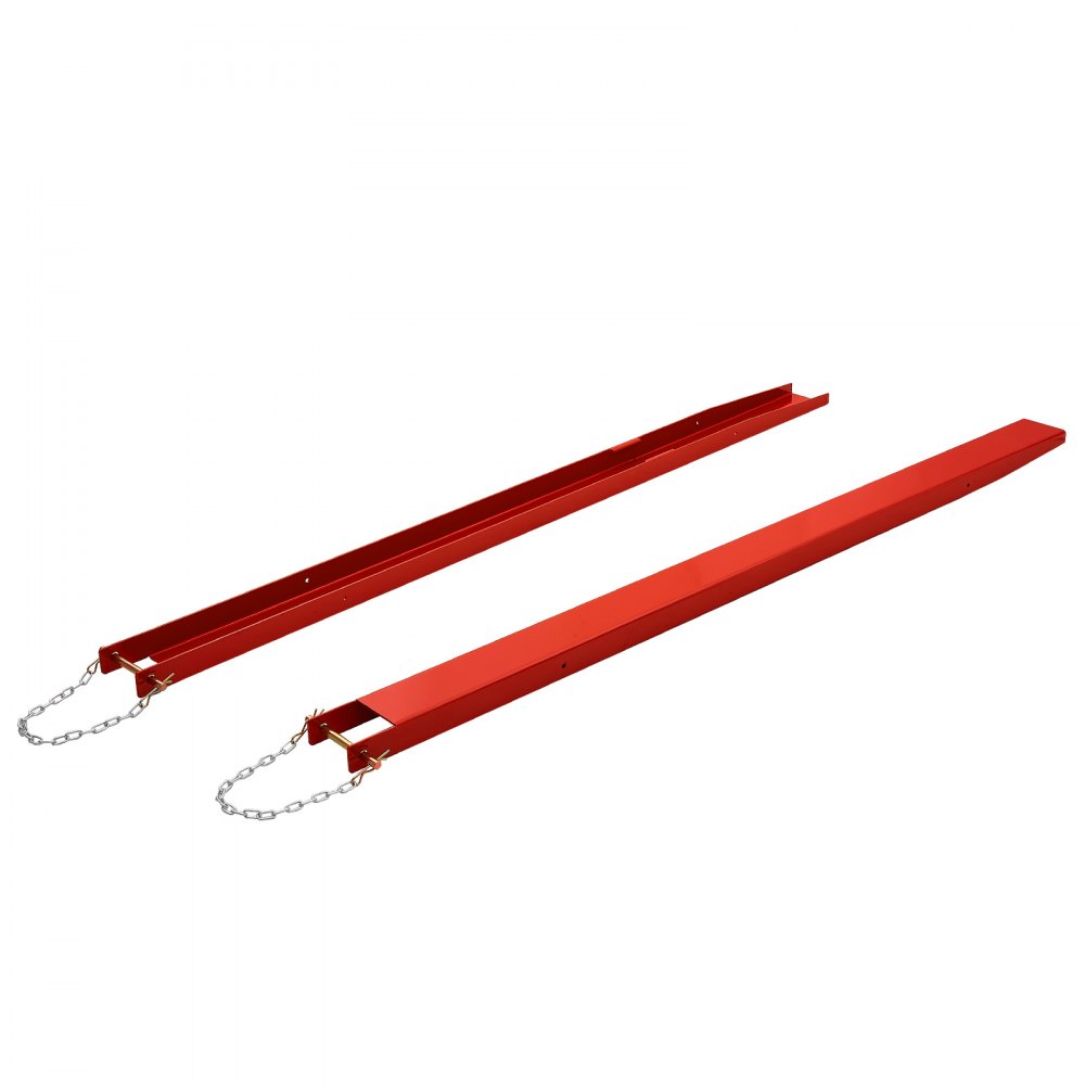 VEVOR Forklift Extensions 2130 x 115 mm, 2494.8 kg Capacity & Bottom Lock, for Forklifts and Forklift Trucks, Heavy-Duty Industrial Steel Pallet Fork Attachments, Extended Load Handling, Red, 1 Pair