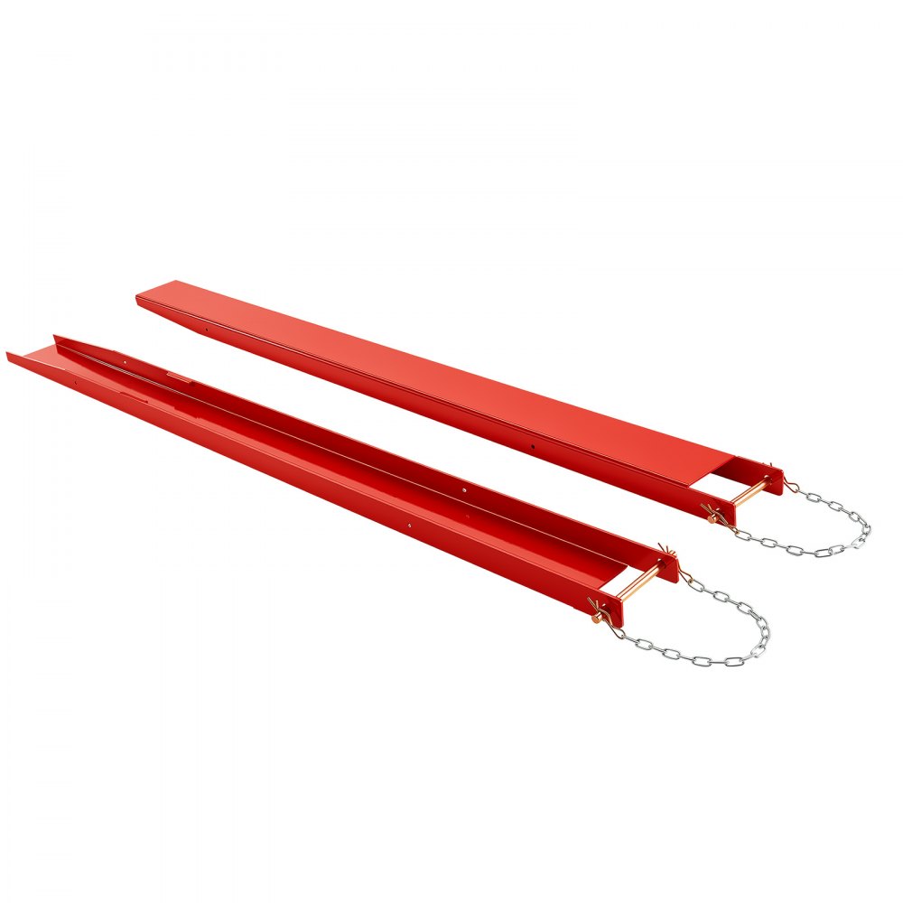 VEVOR Forklift Extensions 2130 x 140 mm, 2494.8 kg Capacity & Bottom Lock, for Forklifts and Forklift Trucks, Heavy-Duty Industrial Steel Pallet Fork Attachments, Extended Load Handling, Red, 1 Pair