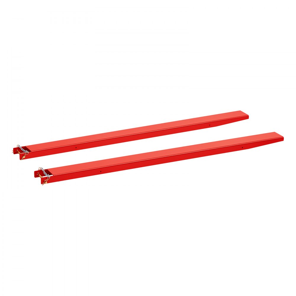 VEVOR Forklift Extensions 2130 x 140 mm, 2494.8 kg Capacity & Bottom Lock, for Forklifts and Forklift Trucks, Heavy-Duty Industrial Steel Pallet Fork Attachments, Extended Load Handling, Red, 1 Pair